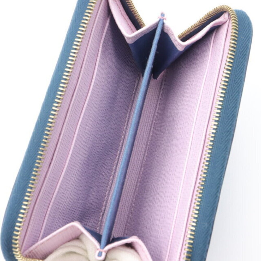 Fendi Monster Wallet Leather Navy Blue Pink - Picture 3 of 7